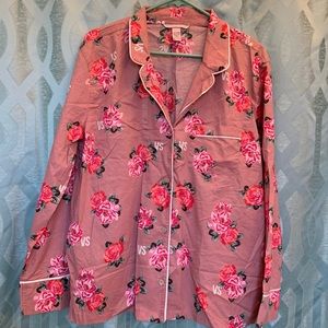 Victoria’s Secret size Large floral button up pajama top, NWOT,